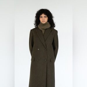 Lfm double wool coat in peat green